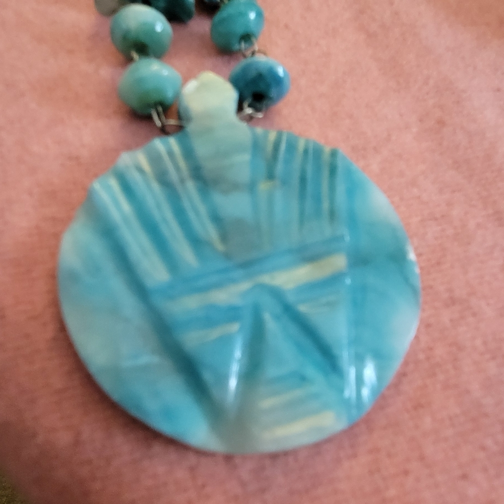 Source Unknown Aqua Statement Necklace - image 2